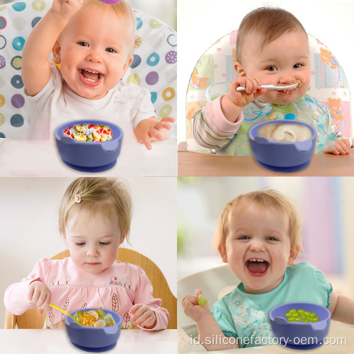Piala Pengisapan Anak-Anak Non-Slip Feeding Silicone Bowl